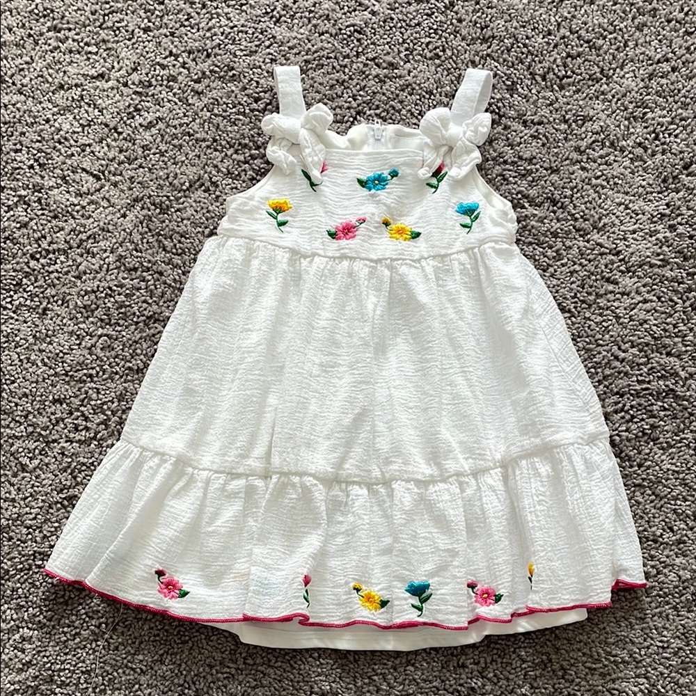 White Floral Kids Dress